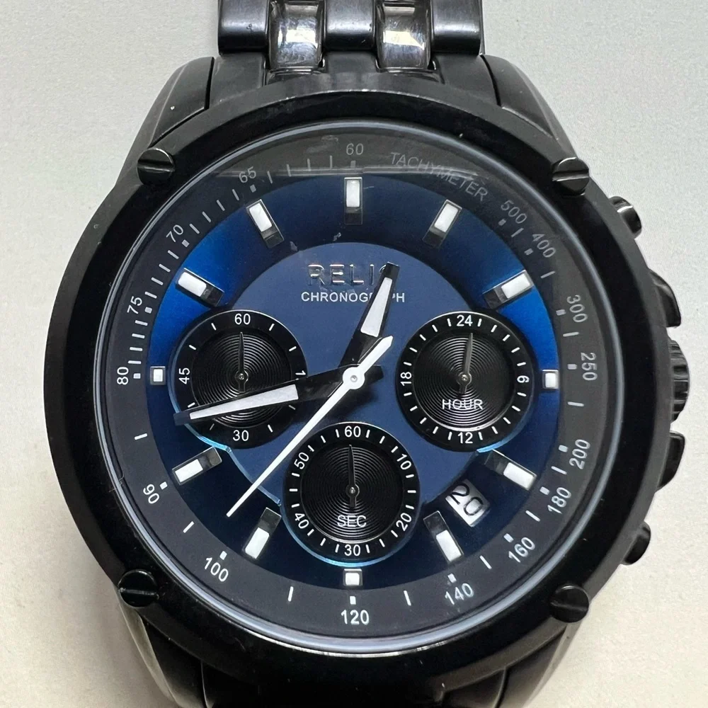 Relic Black and Blue Chronograph Timepiece